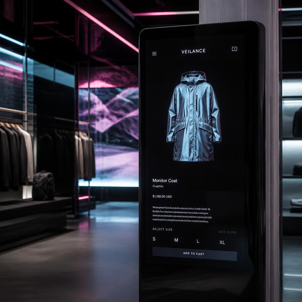 Digital retail display in a boutique