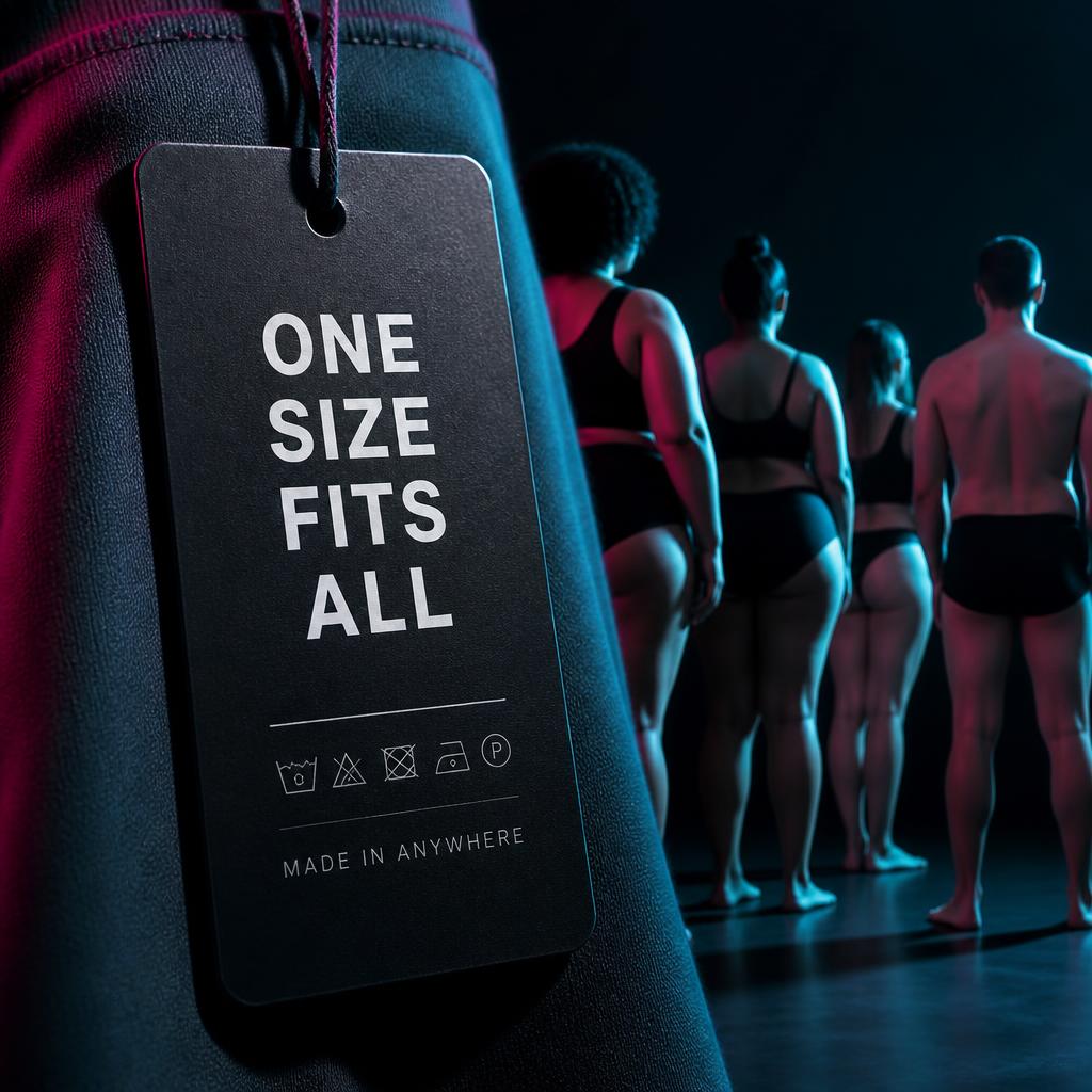 One-size-fits-all tag with diverse body silhouettes