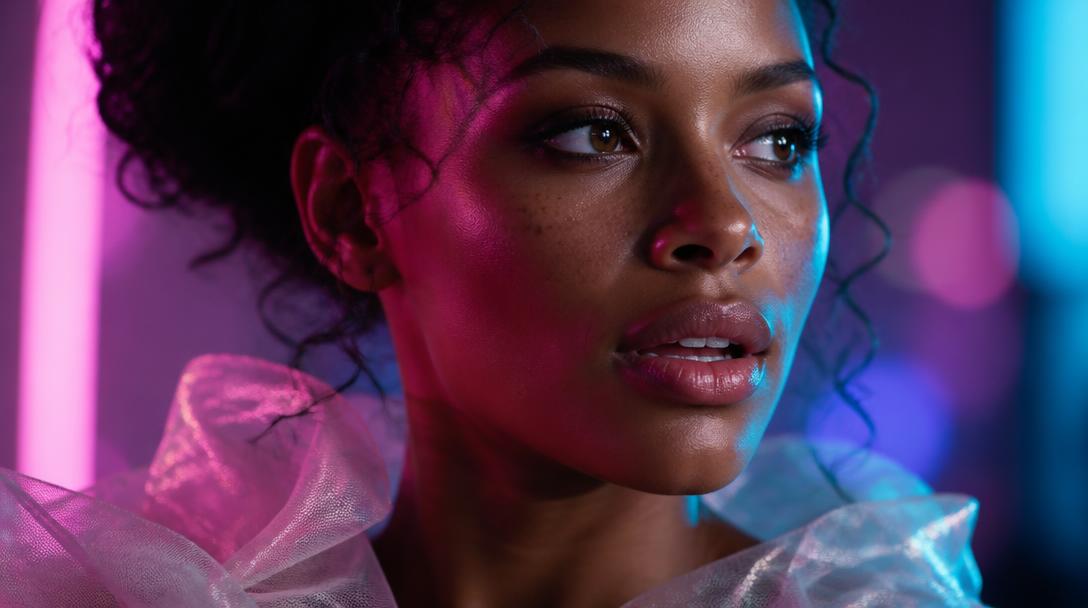 Close-up of a model's genuine emotional reaction